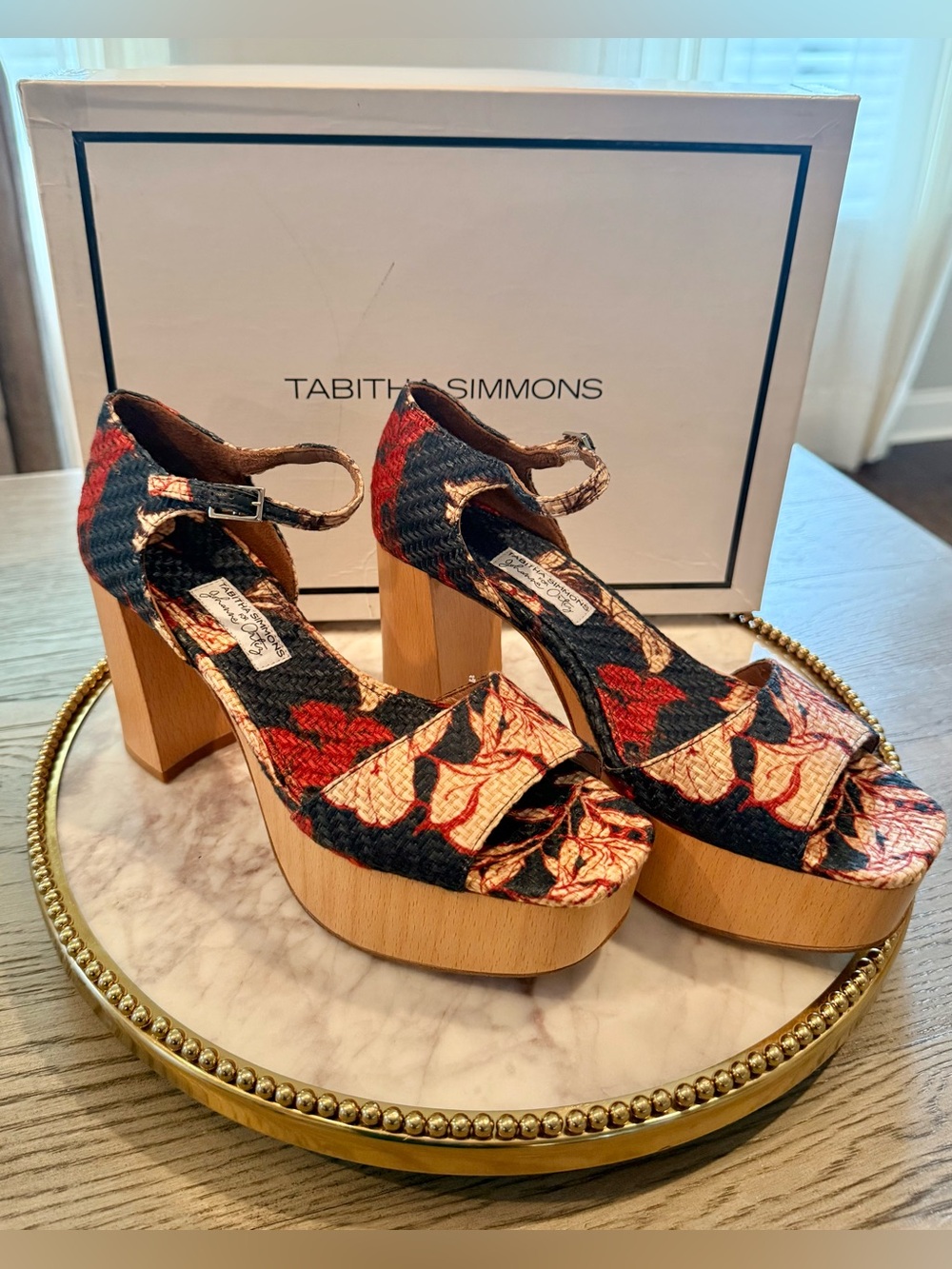 Tabitha Simmons LUXURY DESIGNER Floral Platform Sandals | Sz.EU 37/US 6.5 (NWB) - Picture 4 of 10
